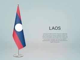 Laos hanging flag on stand. Template forconference banner vector