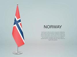 Norway hanging flag on stand. Template forconference banner vector