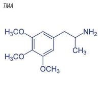 Vector Skeletal formula of TMA. Drug chemical molecule.