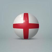 Bola o esfera de plástico brillante realista en 3d con bandera de inglaterra vector