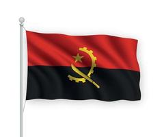 3d waving flag Angola Isolated on white background. vector