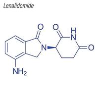 fórmula esquelética vectorial de lenalidomida. molécula química del fármaco. vector