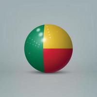 3d realistic glossy plastic ball or sphere with flag of Benin vector