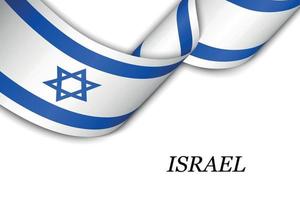 Waving ribbon or banner with flag of Israel vector