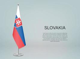 Slovakia hanging flag on stand. Template forconference banner vector