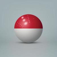 3d realistic glossy plastic ball or sphere with flag of Monaco vector