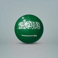 Bola o esfera de plástico brillante realista 3d con bandera de Arabia Saudita