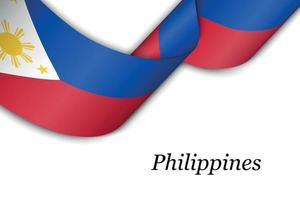 Waving ribbon or banner with flag of Philippines vector