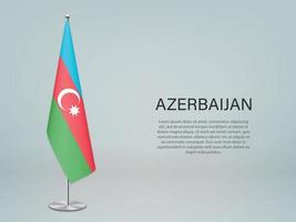 Azerbaijan hanging flag on stand. Template forconference banner vector