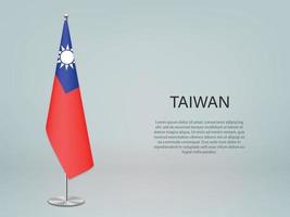 Taiwan hanging flag on stand. Template forconference banner vector