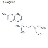 Vector Skeletal formula of Chloroquine. Drug chemical molecule.