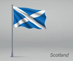 Waving flag of Scotland - territory of United Kingdom on flagpol vector