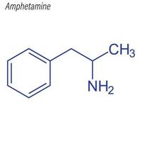 Vector Skeletal formula of Amphetamine. Drug chemical molecule.