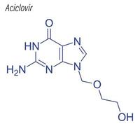 fórmula esquelética vectorial de aciclovir. molécula química del fármaco. vector