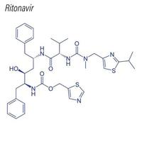 fórmula esquelética vectorial de ritonavir. molécula química del fármaco. vector