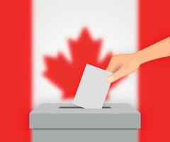 Canada election banner background. Ballot Box with blurred flag Template for your design vector