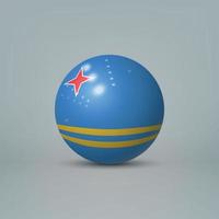 3d realistic glossy plastic ball or sphere with flag of Aruba vector