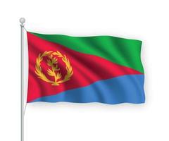 3d bandera ondeante eritrea aislado sobre fondo blanco. vector