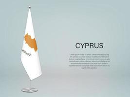 Cyprus hanging flag on stand. Template forconference banner vector