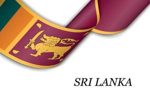 Waving ribbon or banner with flag of Sri Lanka vector