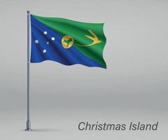 ondeando la bandera de la isla de navidad - estado de australia en el asta de la bandera vector