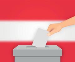 Austria election banner background. Ballot Box with blurred flag Template for your design vector