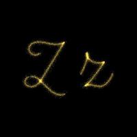 Gold glitter letter Z, star sparkle trail font for your design vector