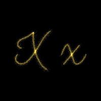 letra de brillo dorado x, fuente de rastro de brillo de estrella para su diseño vector