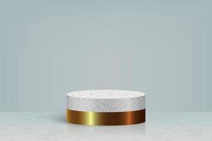 3d minimal scene with gold marble stone podium, Cosmetic product Template for your design vector