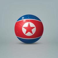 3d realistic glossy plastic ball or sphere with flag of North Ko vector