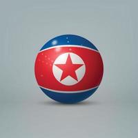 3d realistic glossy plastic ball or sphere with flag of North Ko vector