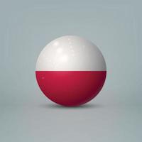 Bola o esfera de plástico brillante realista en 3d con bandera de polonia vector