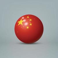 Bola o esfera de plástico brillante realista en 3d con bandera de china vector