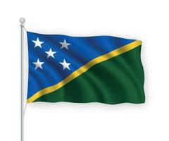 3d waving flag Solomon Islands Isolated on white background. vector