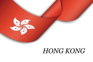 Waving ribbon or banner with flag of Hong Kong vector