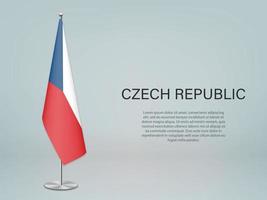 Czech Republic hanging flag on stand. Template forconference ban vector