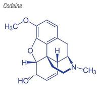 Vector Skeletal formula of Codeine. Drug chemical molecule.