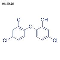 fórmula esquelética vectorial de triclosán. mol químico antimicrobiano vector