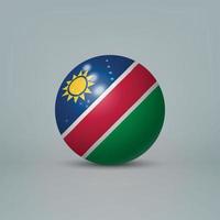 Bola o esfera de plástico brillante realista en 3d con bandera de namibia vector