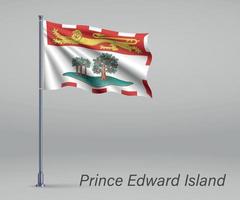 ondeando la bandera de la isla del príncipe eduardo - provincia de canadá en la bandera vector