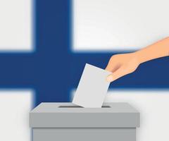 Finland election banner background. Ballot Box with blurred flag Template for your design vector