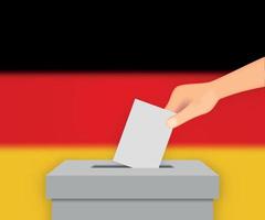 fondo de la bandera de las elecciones de alemania. urna con plantilla de bandera borrosa para su diseño vector