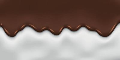 Dripping Melted Chocolate and Milk Background Template for your design vector