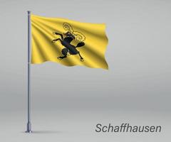 Waving flag of Schaffhausen - canton of Switzerland on flagpole. vector