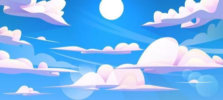 Blue Sky with White Cloud and Warm Shining Sun Background vector