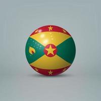 Bola o esfera de plástico brillante realista en 3d con bandera de granada vector