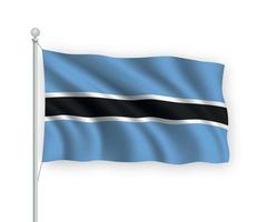 3d waving flag Botswana Isolated on white background. vector