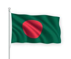 3d bandera ondeante bangladesh aislado sobre fondo blanco. vector