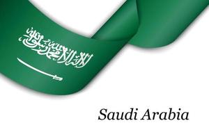 Waving ribbon or banner with flag of Saudi Arabia vector