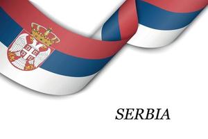 Waving ribbon or banner with flag of Serbia vector